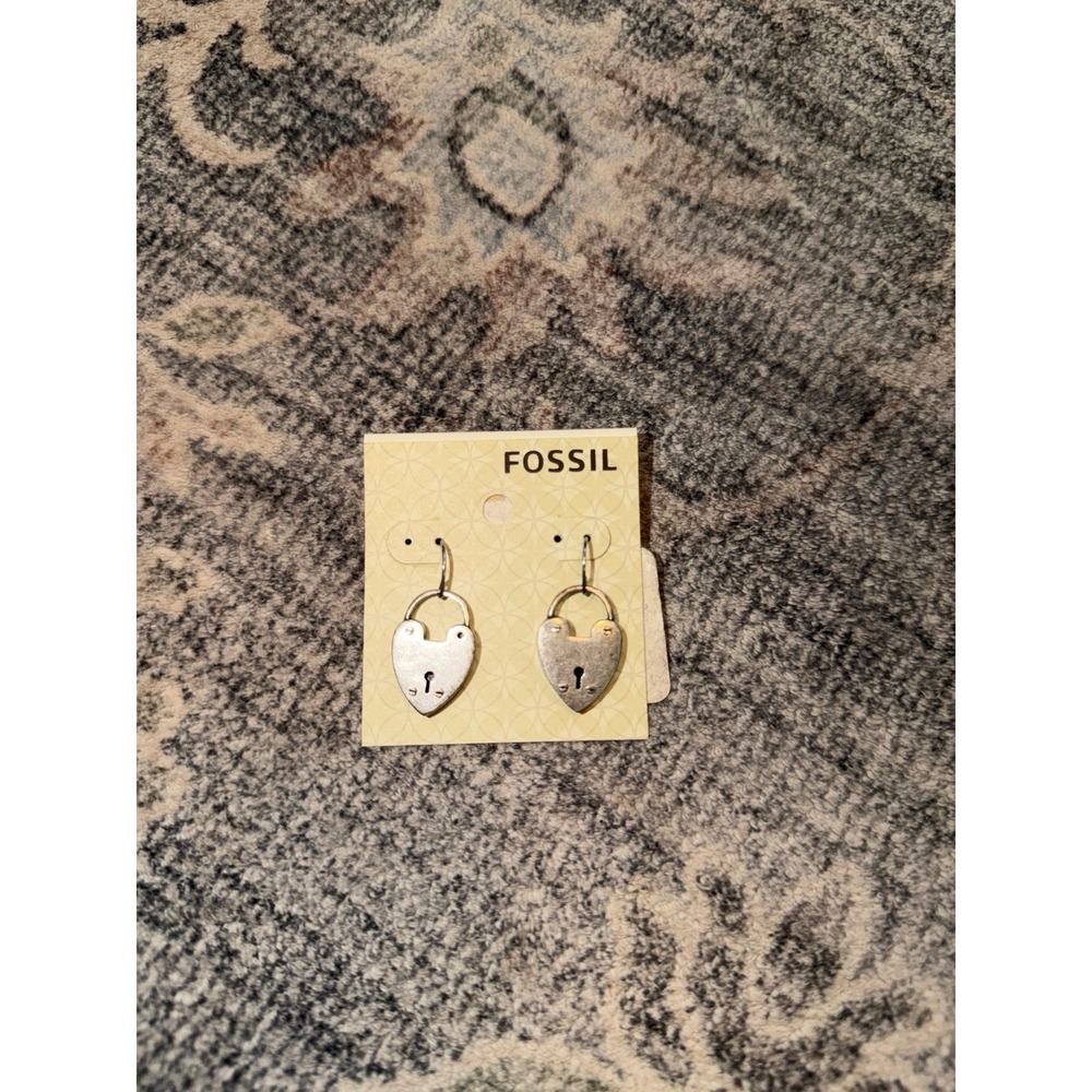 Fossil Heart Locket Dangle Earrings